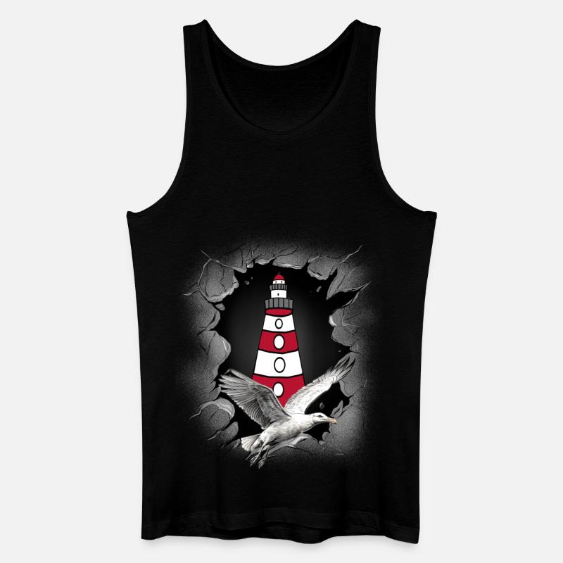 Seagull Lighthouse Maritime Lighthouses Seagulls - Men’s Organic Tank Top - black