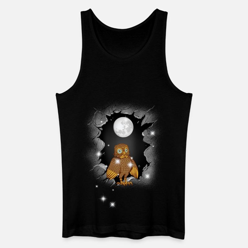 Eule Eulen Mond - Männer Bio Tank Top - Schwarz