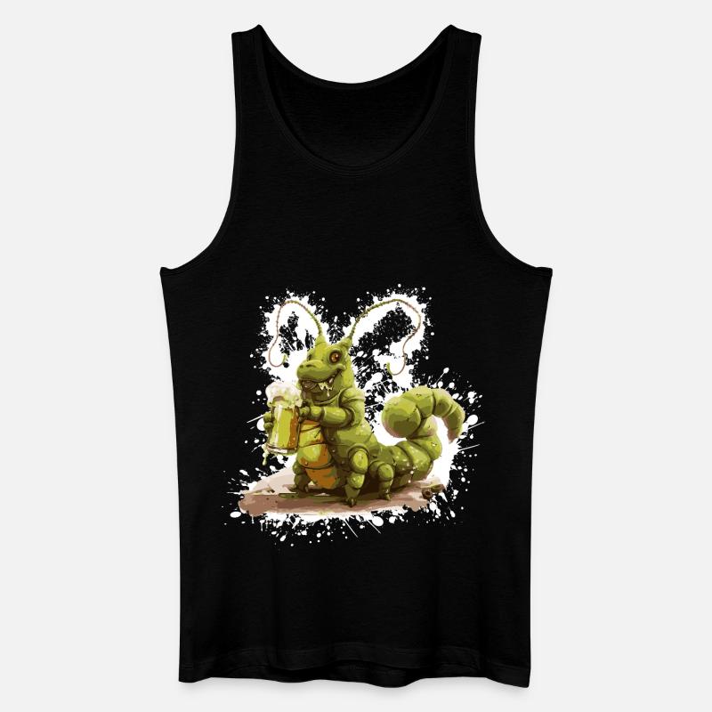 Wurm Bier Lustig - Männer Bio Tank Top - Schwarz