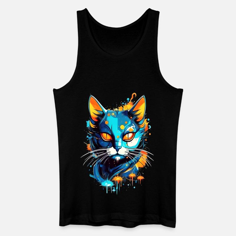 Bunte Weltraumkatze - Männer Bio Tank Top - Schwarz