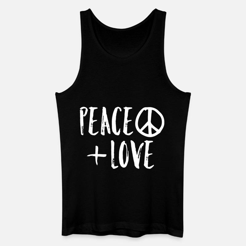 Peace Love - Männer Bio Tank Top - Schwarz