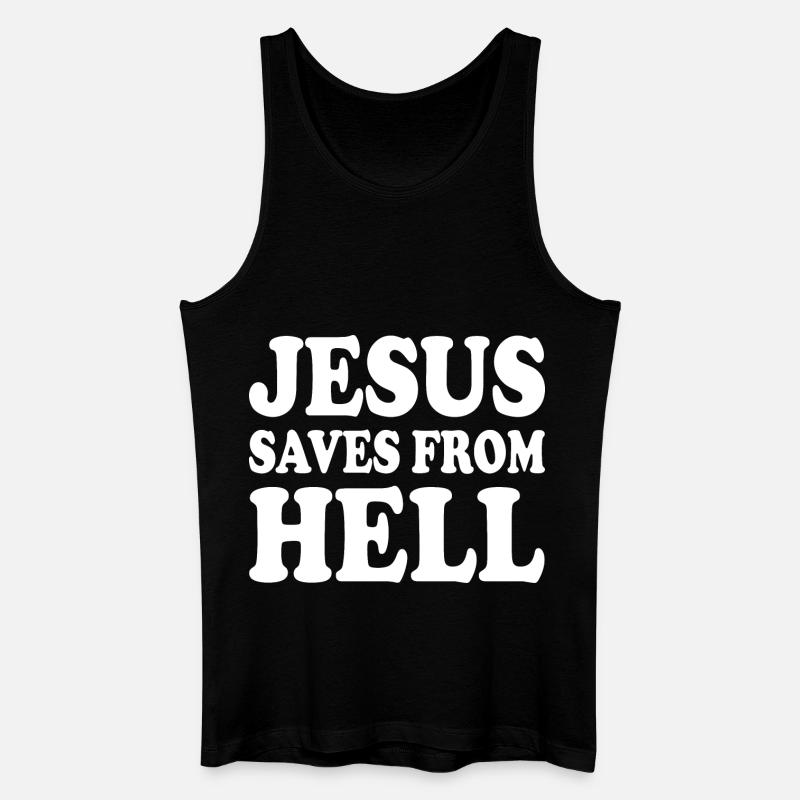 Jesus saves from hell - Männer Bio Tank Top - Schwarz