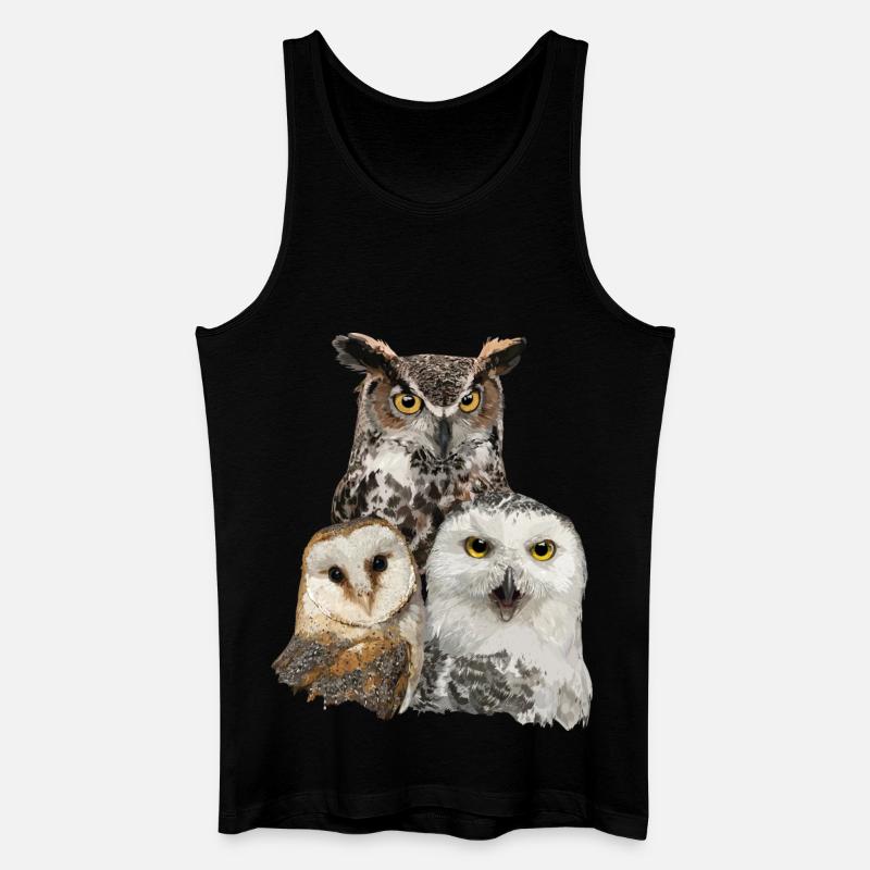 Eulen und Eule - Männer Bio Tank Top - Schwarz