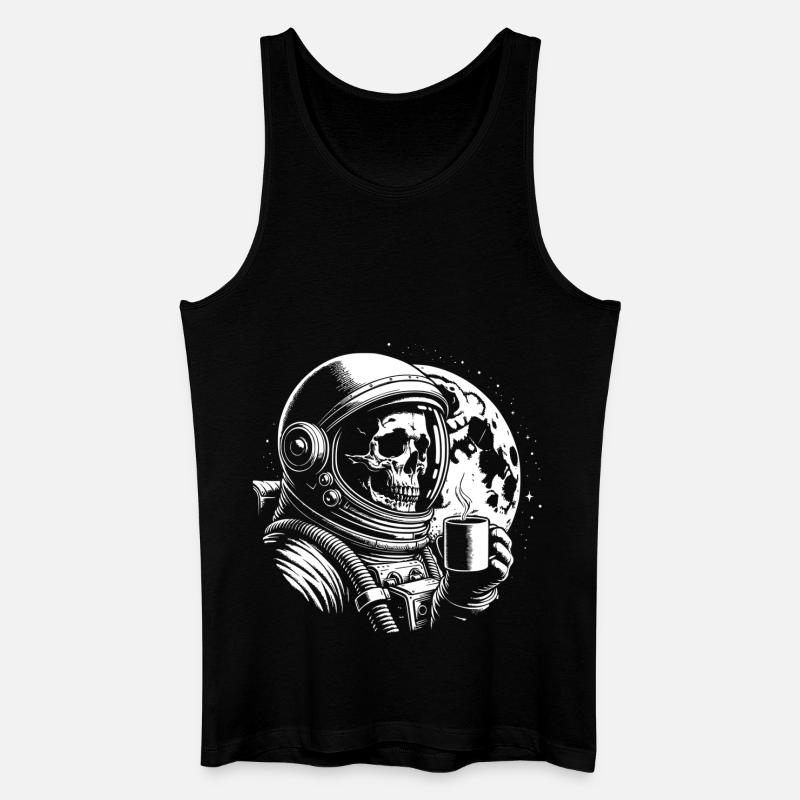 Skull mit Kaffeebecher Kaffee - Männer Bio Tank Top - Schwarz