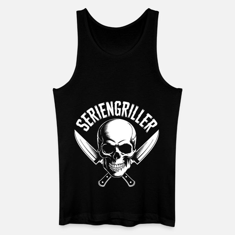 Seriengriller Skull mit Küchenmessern - Männer Bio Tank Top - Schwarz