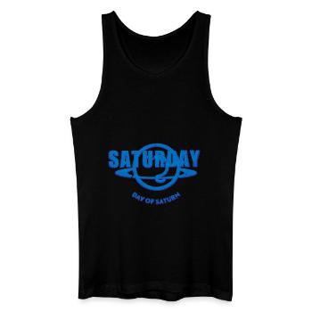 Samedi Samedi Semaine Bleu Saturne aspect usé - Débardeur bio Homme - noir - Devant