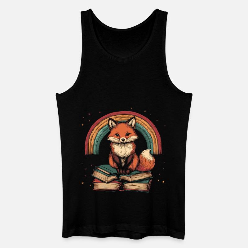 Süßer Fuchs mit Bücher - Männer Bio Tank Top - Schwarz
