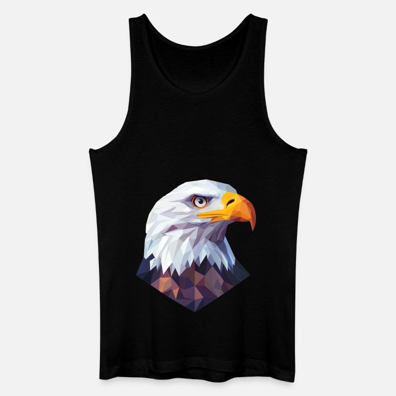 Conception du logo Low Poly de la tête d’aigle - Débardeur bio Homme - noir
