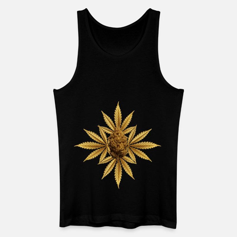 Goldene Hanfblätter mit Bud - Männer Bio Tank Top - Schwarz