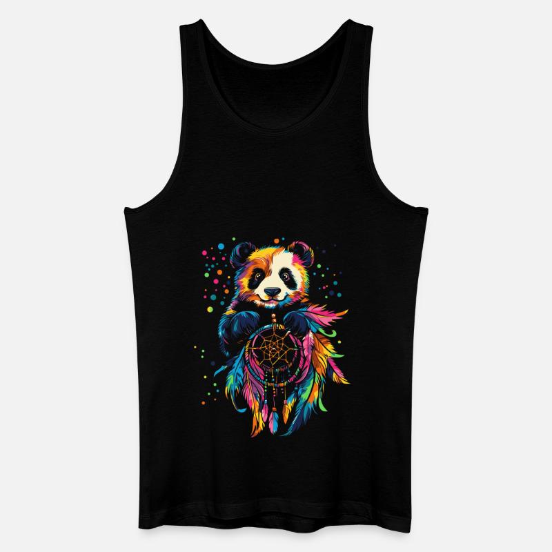 Panda avec attrape-rêves - Débardeur bio Homme - noir