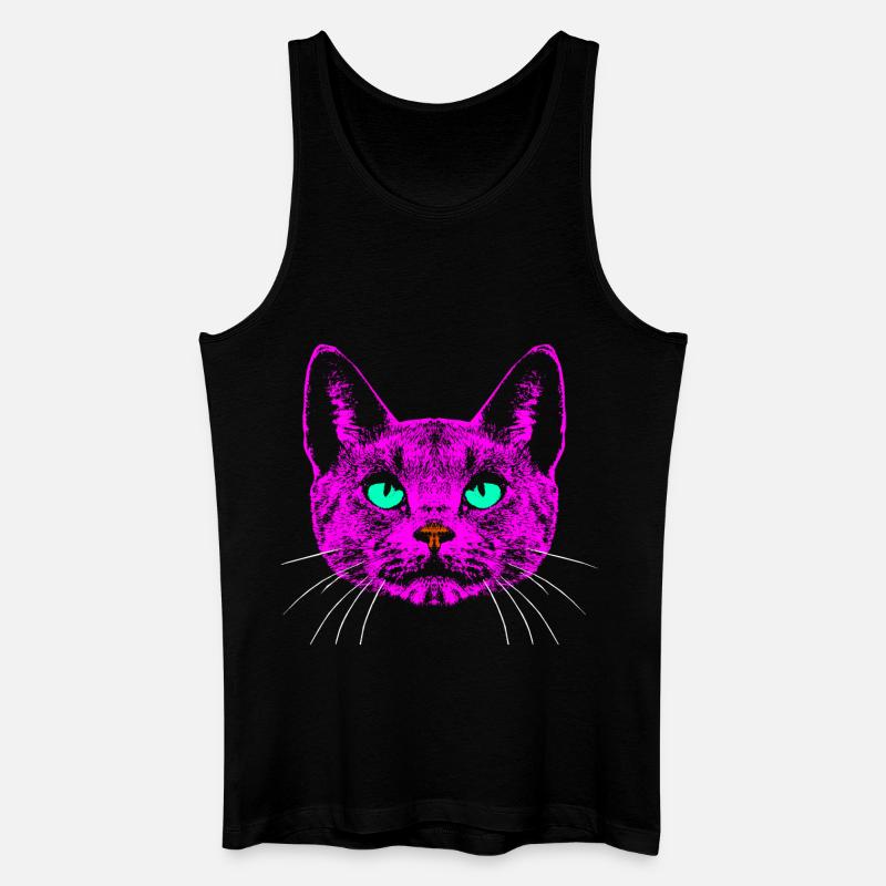 Katze / Kopf / Pink - Männer Bio Tank Top - Schwarz