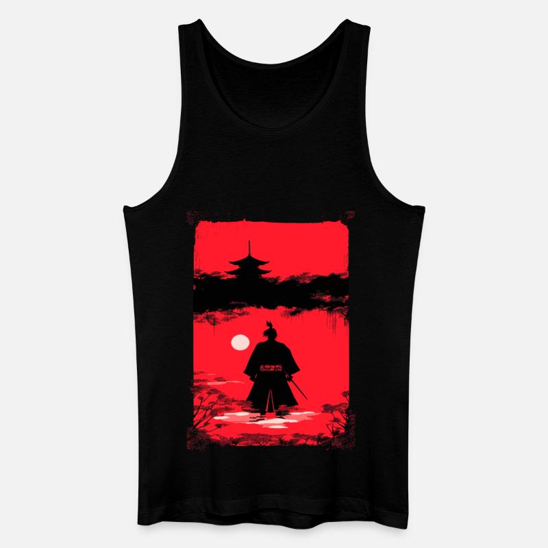 Samurai im Mondlicht - Männer Bio Tank Top - Schwarz