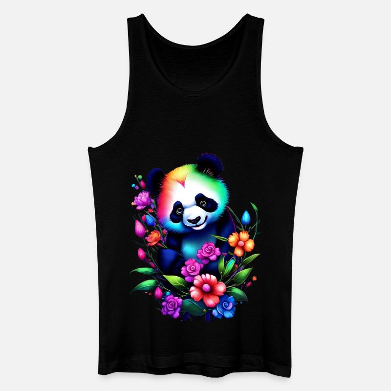 Regenbogenpanda mit Blumen Verträumte Fantasykunst - Männer Bio Tank Top - Schwarz
