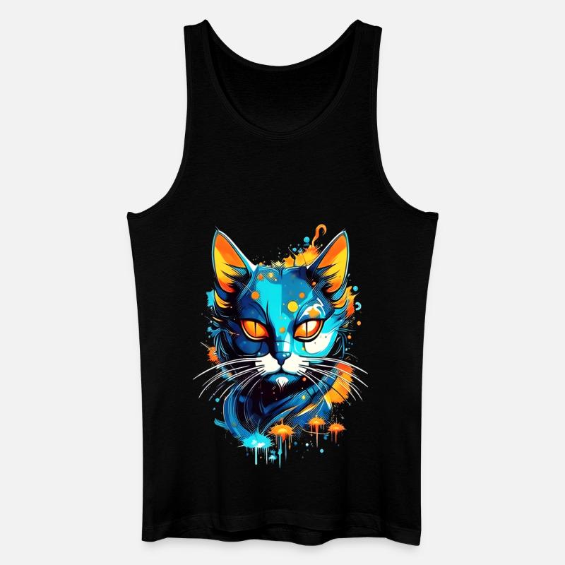 Bunte kosmische Katze - Männer Bio Tank Top - Schwarz