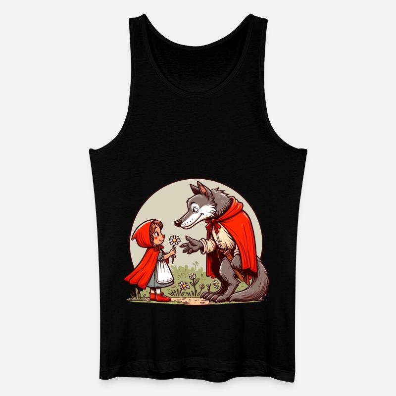 Rotkäppchen Märchen Wolf Niedlich Märchenfigur - Männer Bio Tank Top - Schwarz