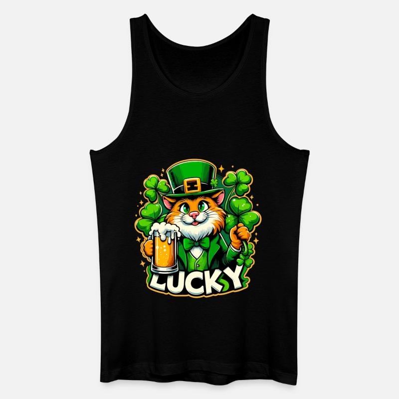 Saint-Patrick Leprechaun Cat Happy - Débardeur bio Homme - noir