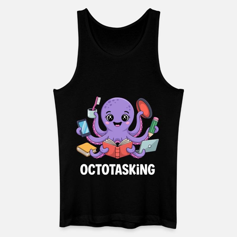 Octotasking Krake im Multitasking Modus - Männer Bio Tank Top - Schwarz