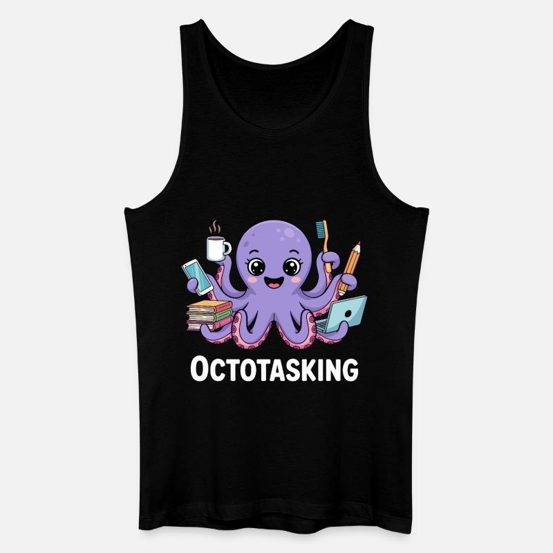 Octotasking Krake im Multitasking Modus - Männer Bio Tank Top - Schwarz