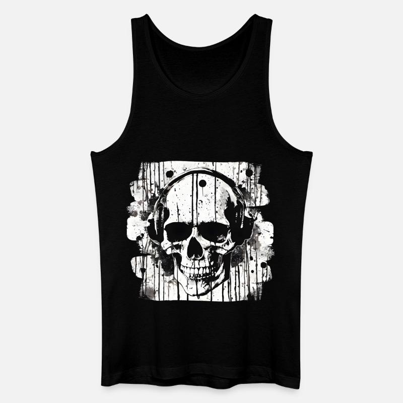 crâne éclaboussure trash polka tattoo - Débardeur bio Homme - noir