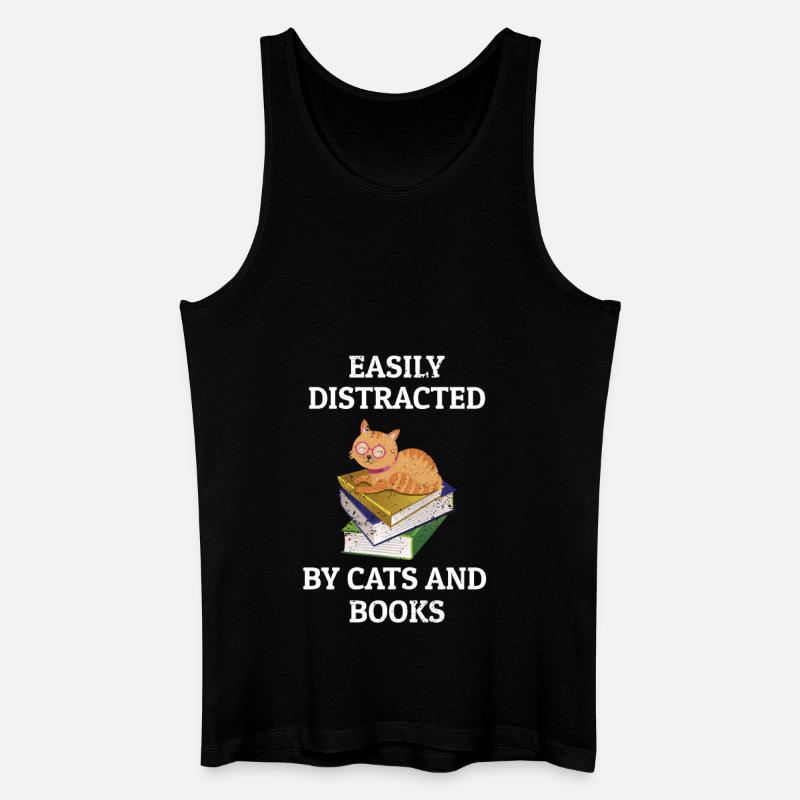 Bücher Bücherstapel Katze - Männer Bio Tank Top - Schwarz
