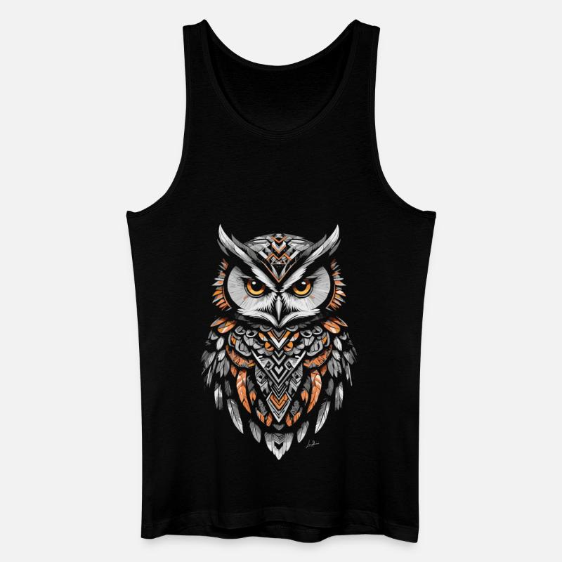 Orange Geometrische Eule - Männer Bio Tank Top - Schwarz