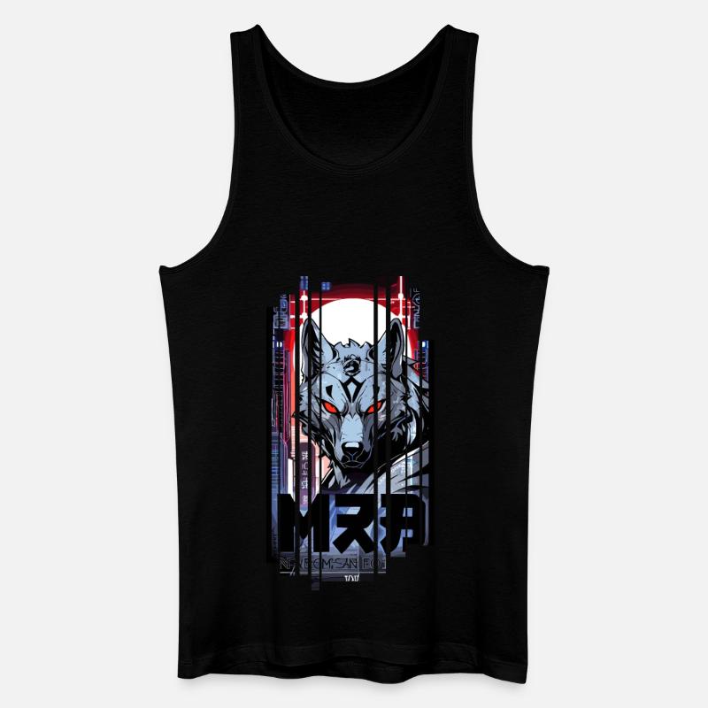 Silver Wolf Cyborg Geometric - Men’s Organic Tank Top - black