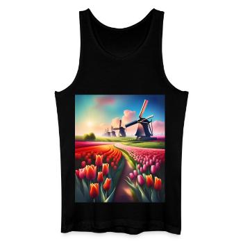 Magnifique paysage de tulipes aux Pays-Bas - Débardeur bio Homme - noir - Devant