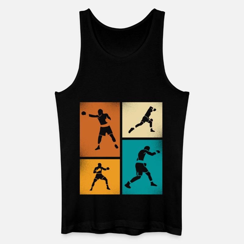 Retro Boxen Silhouette Kunst - Männer Bio Tank Top - Schwarz