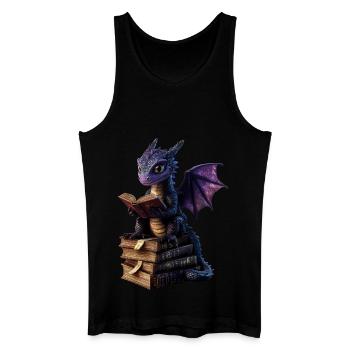 Dragon violet avec des livres – Magie pour les rats de bibliothèque - Débardeur bio Homme - noir - Devant