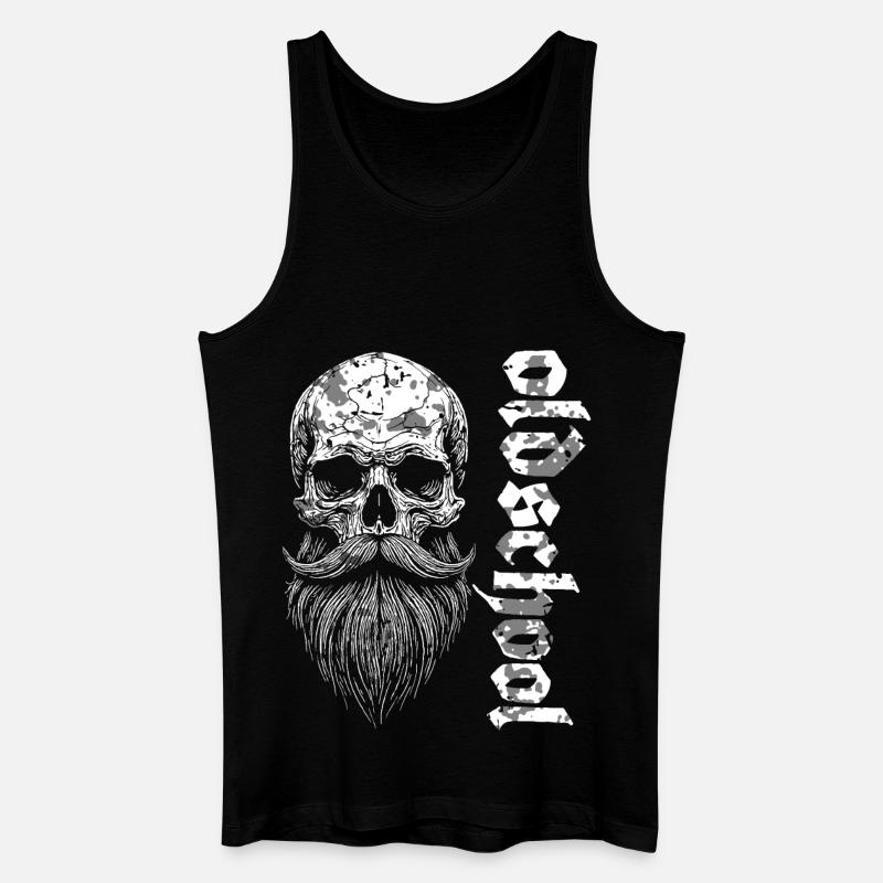 Oldschool Bärtiger Skull - Männer Bio Tank Top - Schwarz