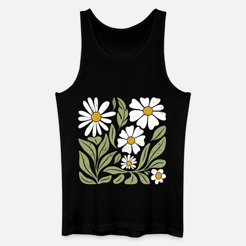 Gänseblümchen Blume Boho Blumen - Männer Bio Tank Top - Schwarz