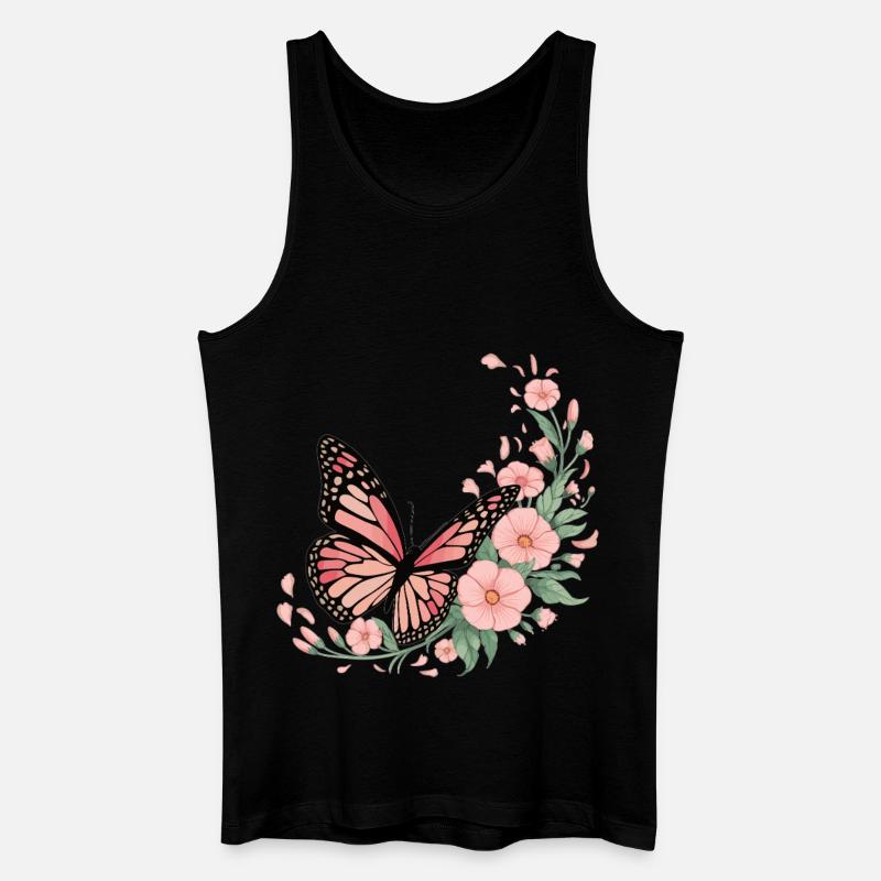 Papillon avec des fleurs - Débardeur bio Homme - noir