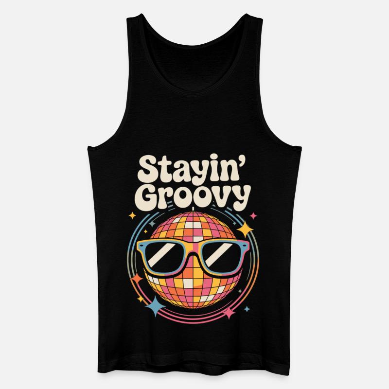 Bunte Diskokugel mit Sonnenbrille - Männer Bio Tank Top - Schwarz
