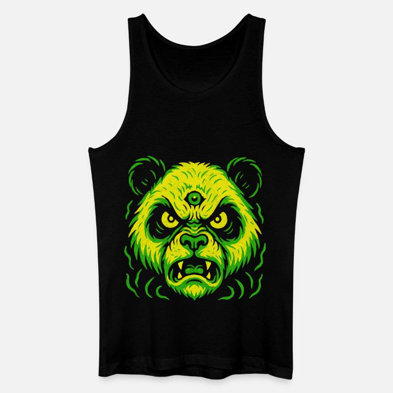 Dreiaugiger Neon-Panda mit Killerblick - Männer Bio Tank Top - Schwarz