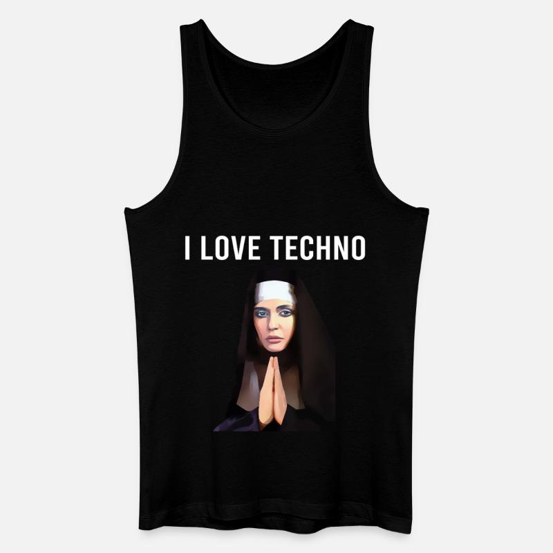 I Love Techno Nonne - Männer Bio Tank Top - Schwarz