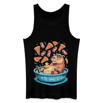 Capybara chill zone - pizza, soda, relaxation - Men’s Organic Tank Top - black - Front