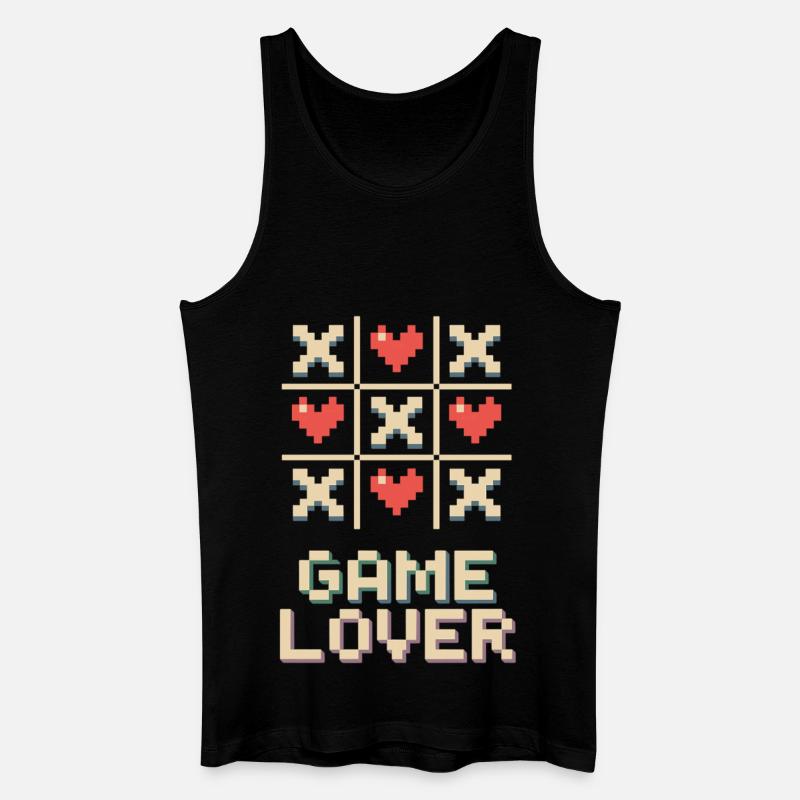 Pixel Herz Tic Tac Toe - Männer Bio Tank Top - Schwarz