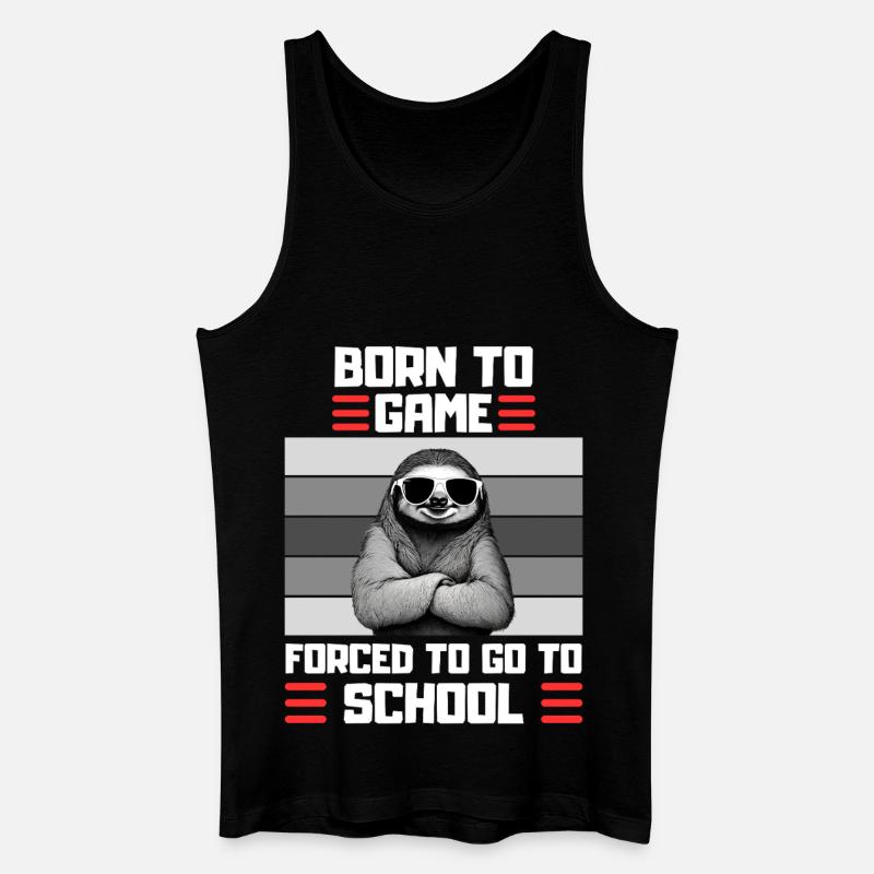 Gaming Faultier Schul Spruch Zocker - Männer Bio Tank Top - Schwarz