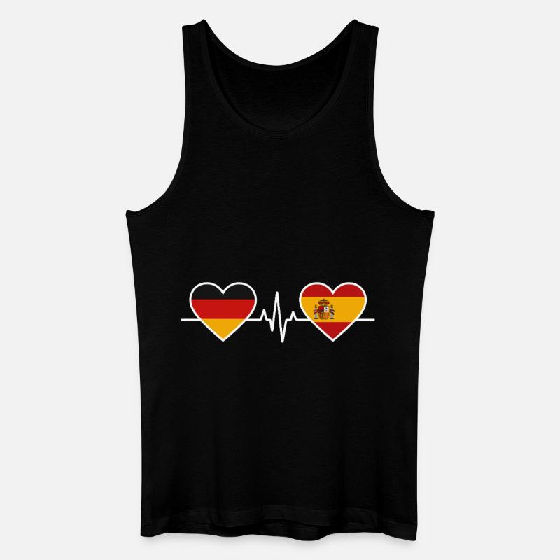 Deutschland Spanien Herzschlag - Männer Bio Tank Top - Schwarz