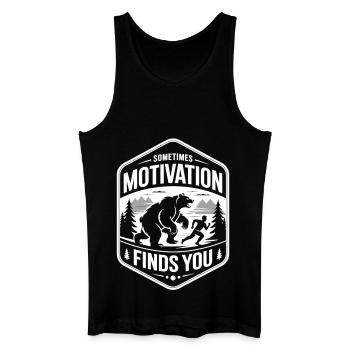 Maillot de course avec ours - la motivation vous trouve ! - Débardeur bio Homme - noir - Devant