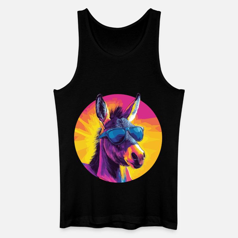 Cooler Esel mit Sonnenbrille - Männer Bio Tank Top - Schwarz