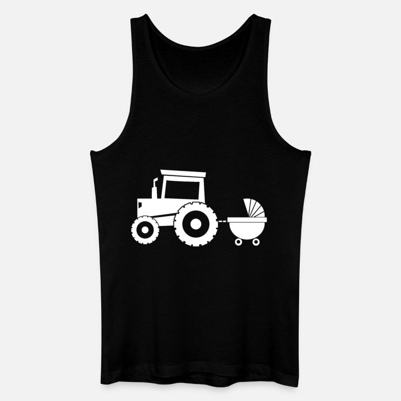 Traktor mit Babywagen - Männer Bio Tank Top - Schwarz