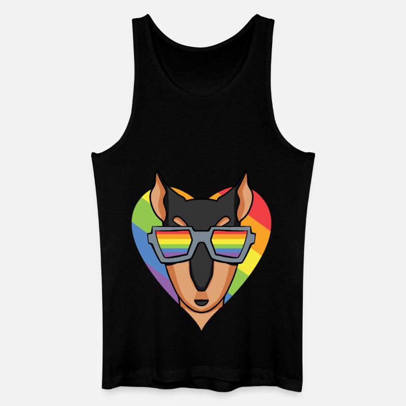 LGBT Hund Dobermann Regenbogen - Männer Bio Tank Top - Schwarz