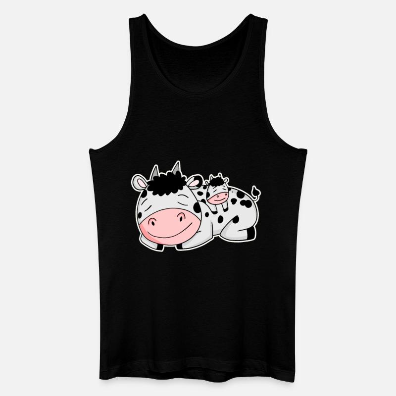 Vache avec bébé vache - Débardeur bio Homme - noir