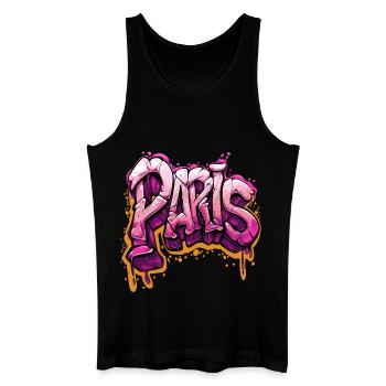 Paris Graffiti in Pink - Rosa - Orange - Men’s Organic Tank Top - black - Front