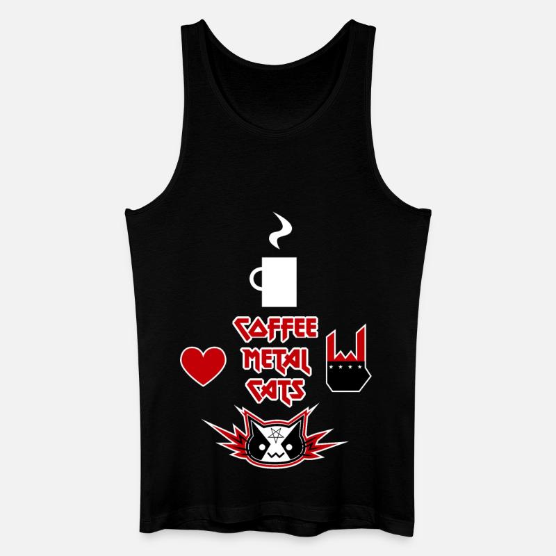 Coffee, Metal, Cats - Männer Bio Tank Top - Schwarz