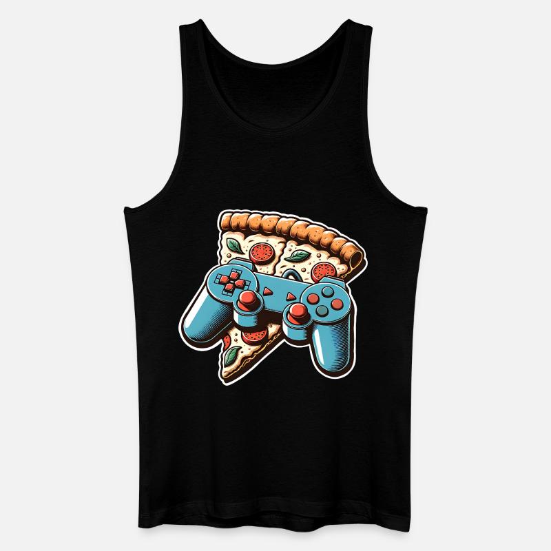 Pizza Gaming Gamer - Männer Bio Tank Top - Schwarz