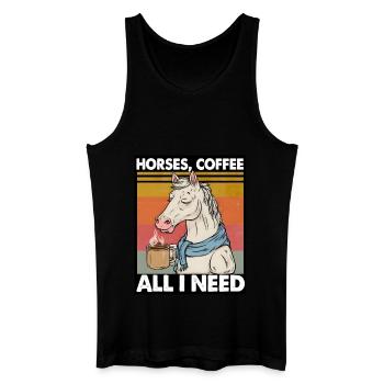 Lustiges Pferd Kunst Pferdebesitzer Pferde Kaffee - Männer Bio Tank Top - Schwarz - Vorne