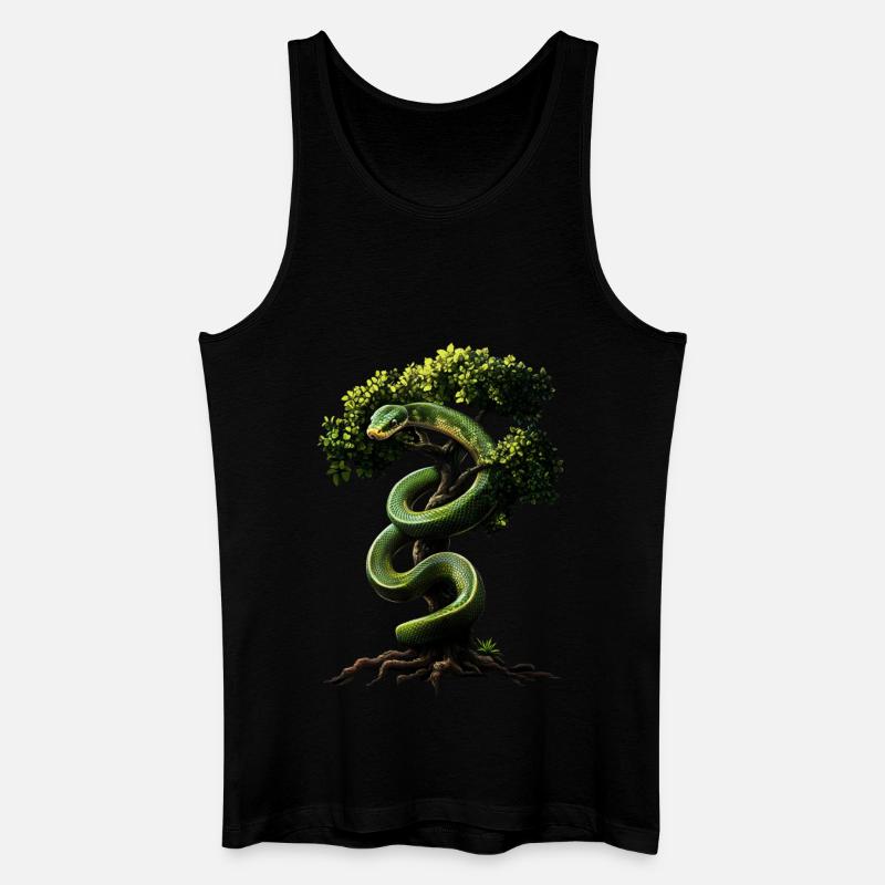 Grüner Baumpython Schlangen Liebhaber Terrarium - Männer Bio Tank Top - Schwarz