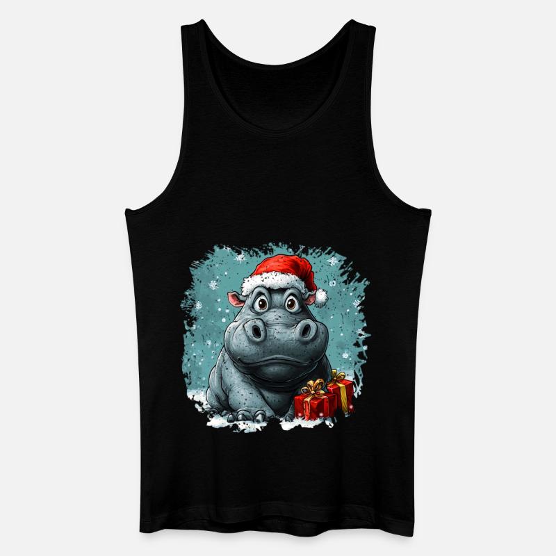Nilpferd Weihnachten - Männer Bio Tank Top - Schwarz